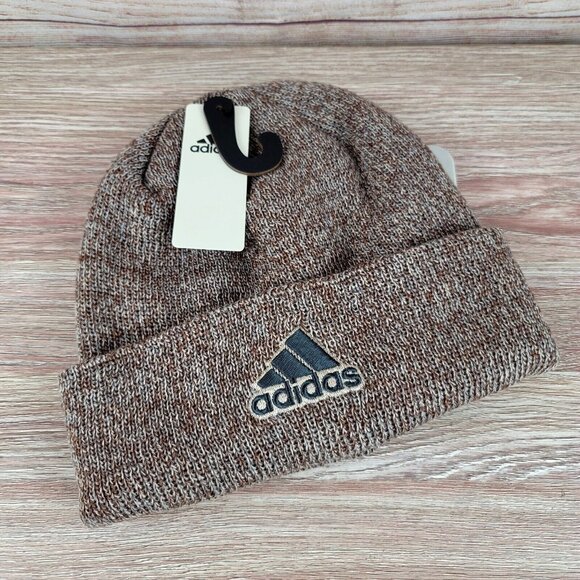NEW Adidas Wonder Team Issue Fold Beanie Men's One Size Cuffed Hat Brown Neutral - Picture 1 of 4